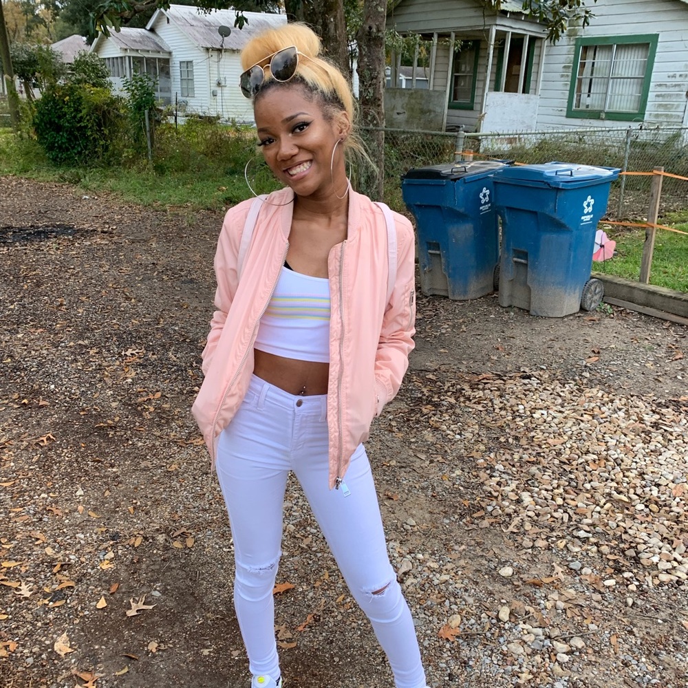pink bomber jacket
